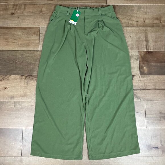 Halara Women’s Size XL Reg Green Stretch Elastic Straight Leg Pants NWT! - Picture 1 of 12